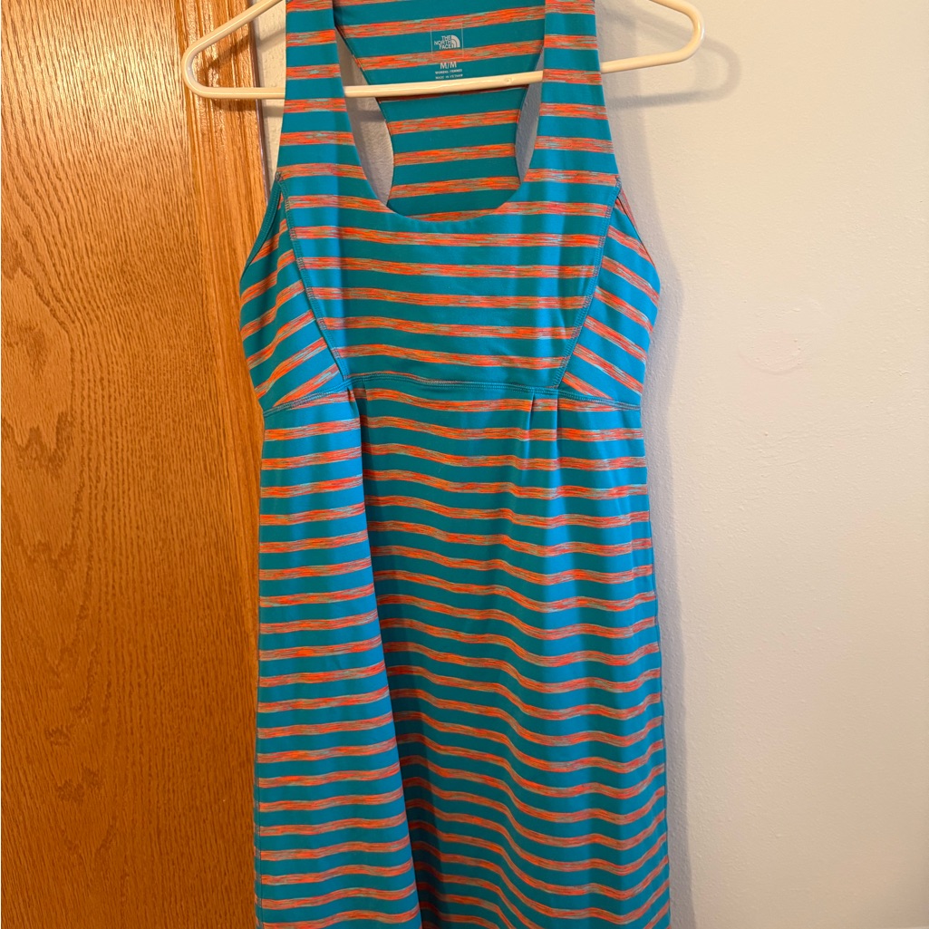 The North Face Teal And Orange Striped Athletic Dress